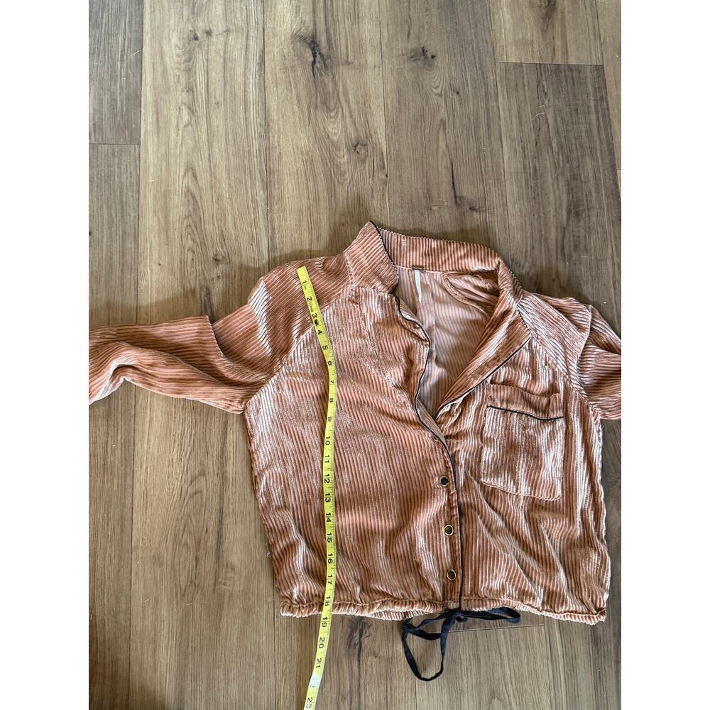 Free People Aspen Nights Velvet Cinched Jacket Blush Mauve Women M - Picture 8 of 9
